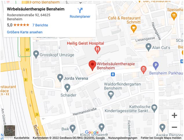 Wirbelsäule Bensheim auf Google Maps